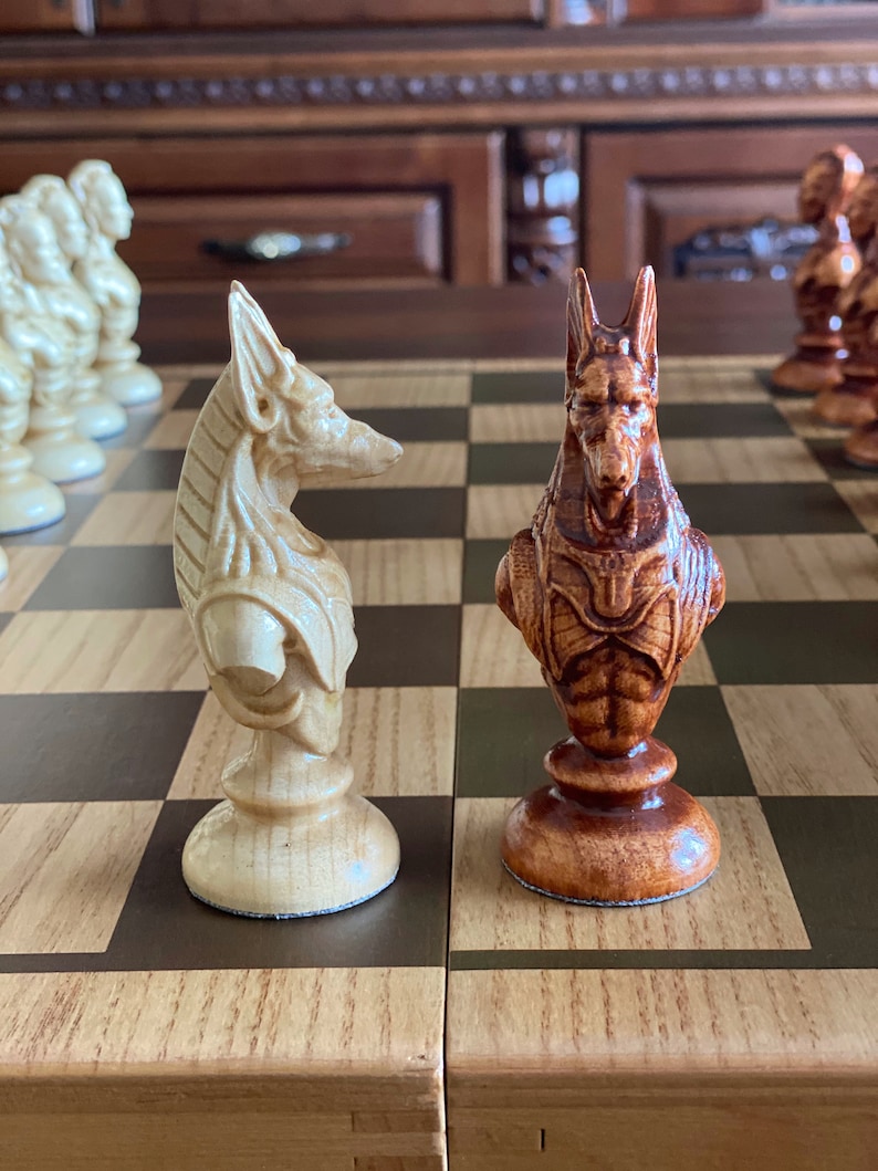 Ancient Egypt Chess Pieces Egyptian Chess Wood Carving Chess Etsy