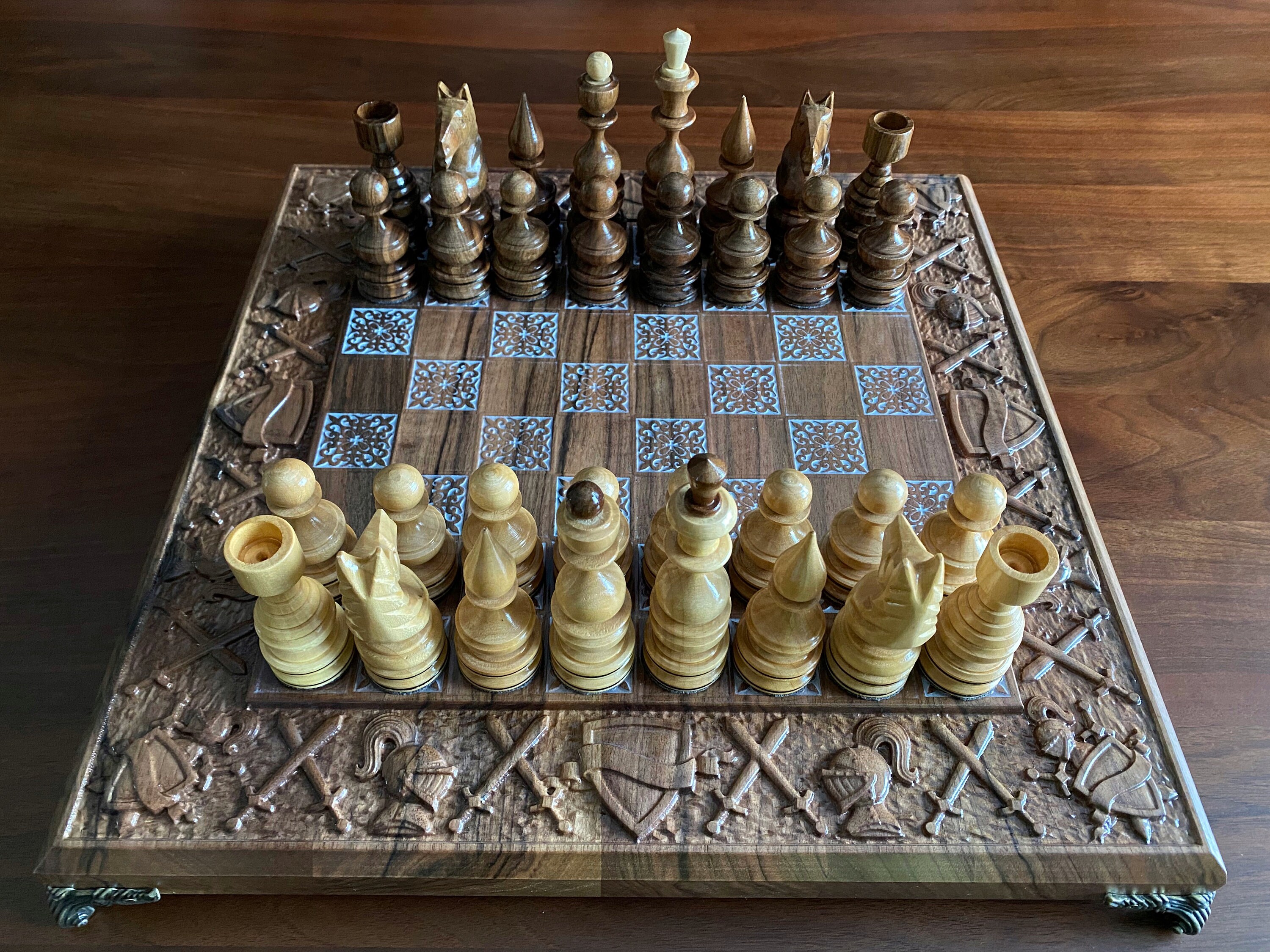 Wooden chess set, Original wooden chess board Chess set with board