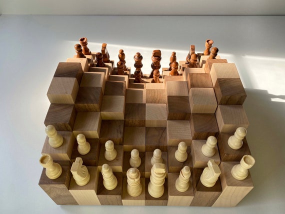 Luxury Wooden Chess Set With Board 6pcs for CNC Router 3D 