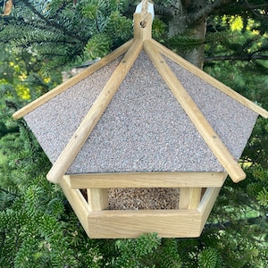 Bird Feeder Half 17.3x11.8”, Wooden Bird feeder, Handmade Oak Feeder, Hanging bird feeder, Feeder in garden, Wood bird house, Bird lovers