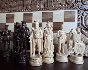 中世の騎士の木彫りチェス駒セット - Etsy 日本