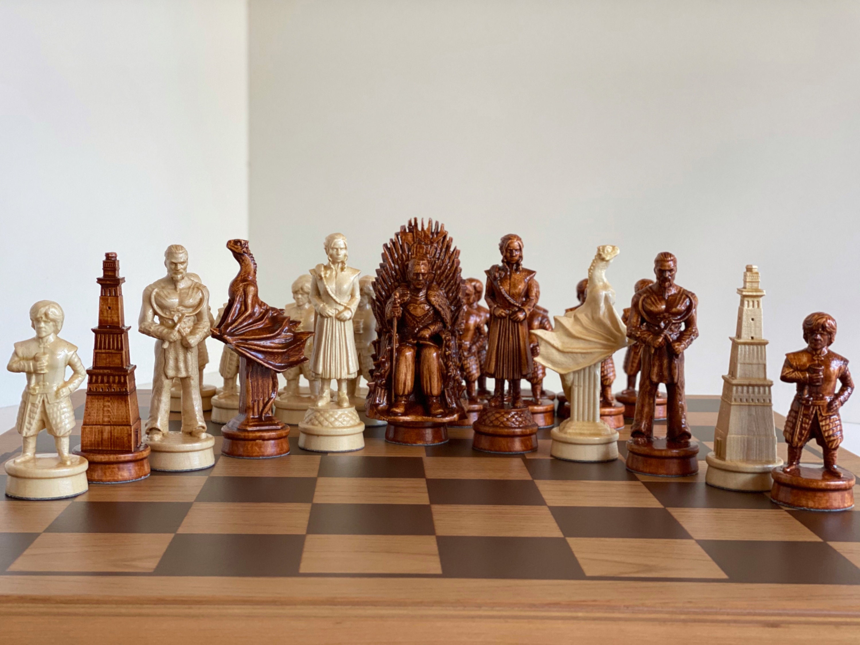 Chess pieces Game of thrones Wooden chess pieces Original Etsy