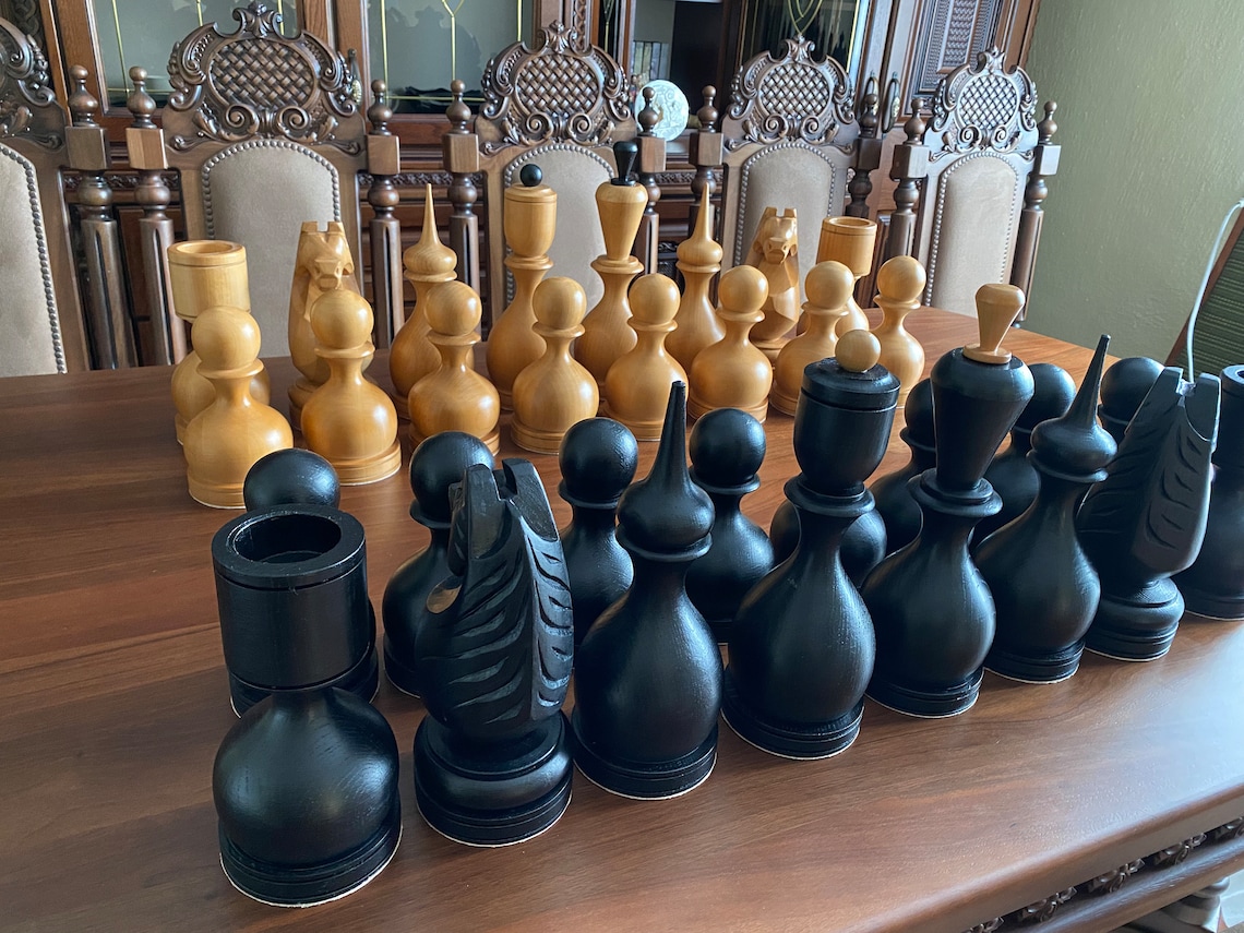 XXL Chess Pieces Large Chess Pieces Set Wooden Chess Big - Etsy UK