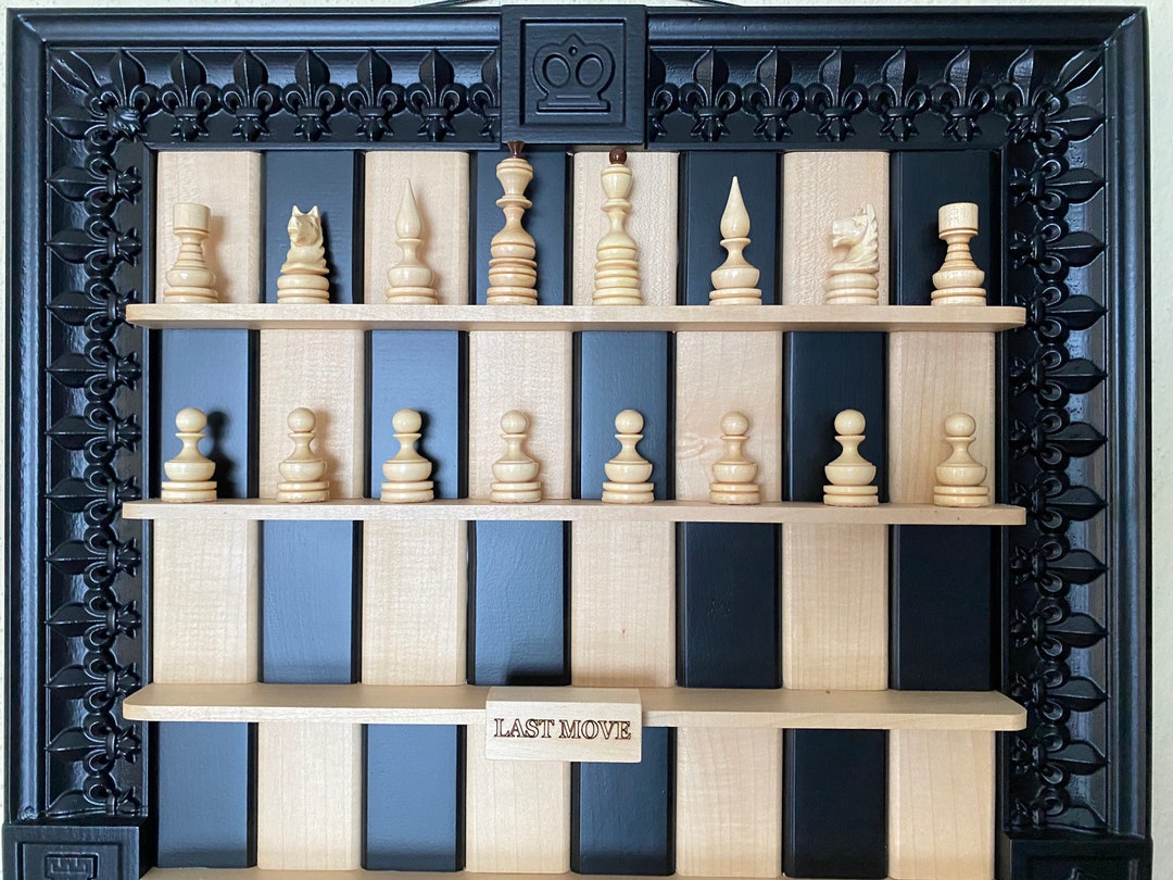 Vertical Carved Chess Set Black Chess Board With Option for Chess