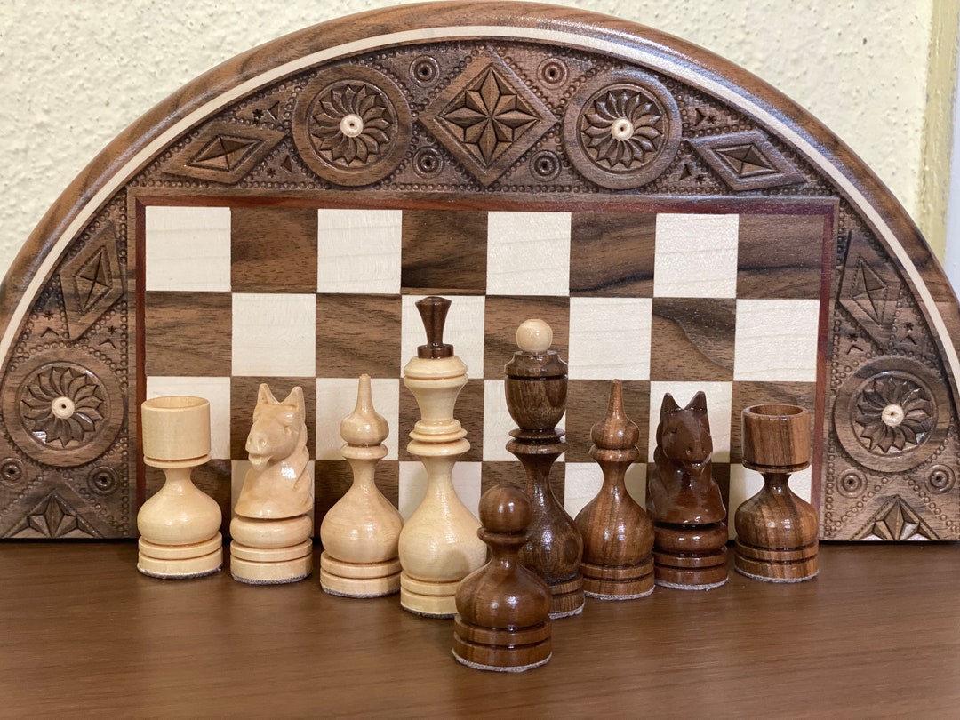 Mini Chess Pieces, Small Wooden Chess Set, Chess Set Wood Carving Chess ...