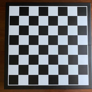 Black chessboard 20” Large folding board with storage, Chess board without carvings, Wooden chess set, Checker board