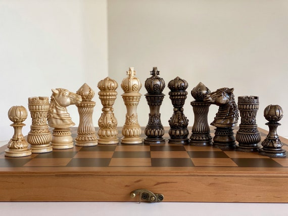 WE Games Folding Wood Travel Chess Set- 11.5 in Walnut Veneer Board