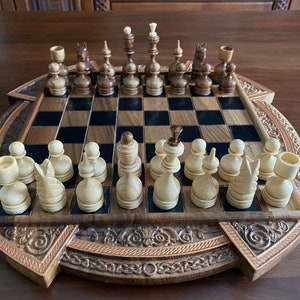 Chess Wooden chess game Original wooden chess board Chess set with board Chess board, Christmas gift, Birthday gift