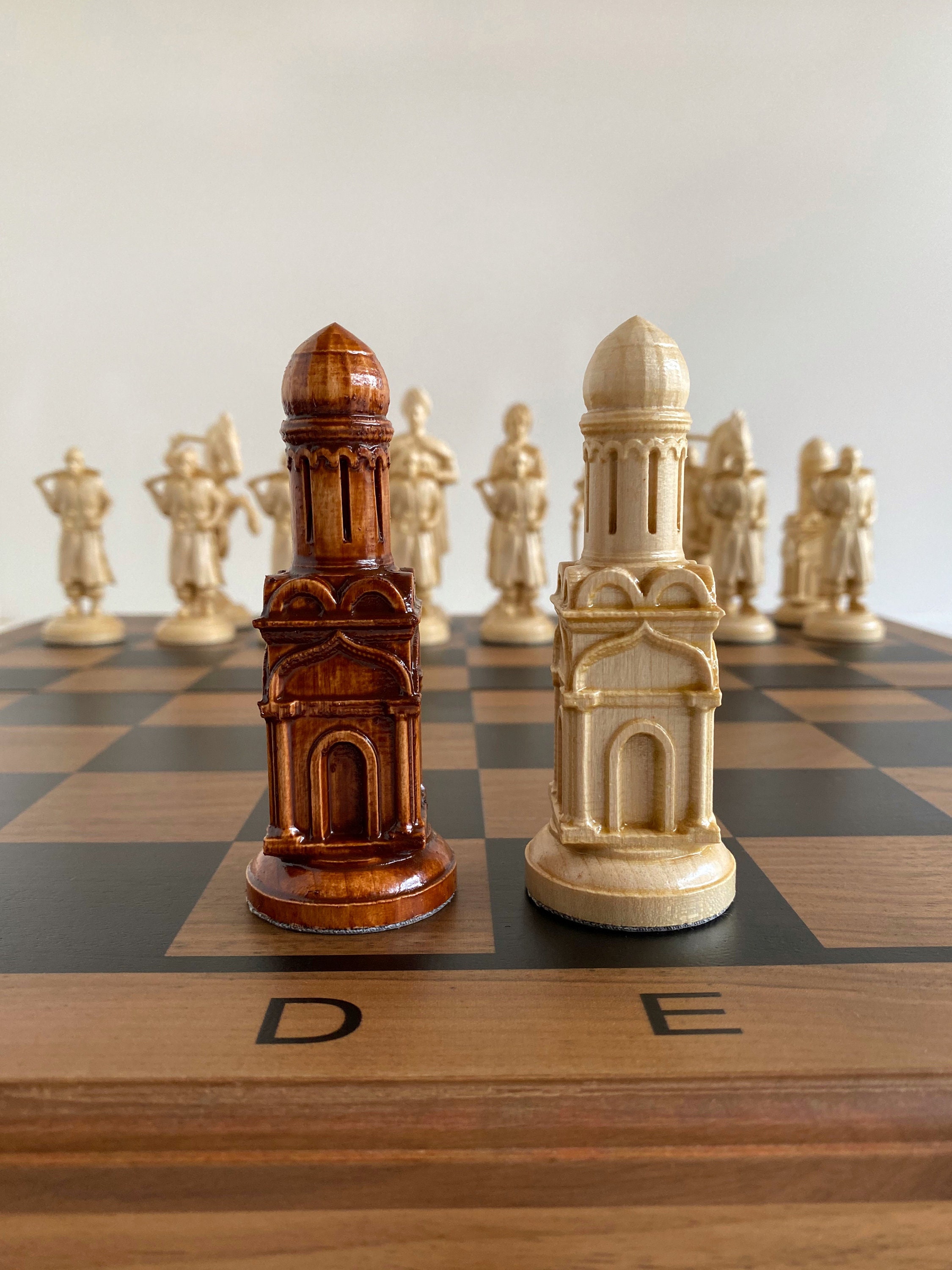 Wooden Chess Pieces Original Chess Pieces Wood Carving Chess Etsy