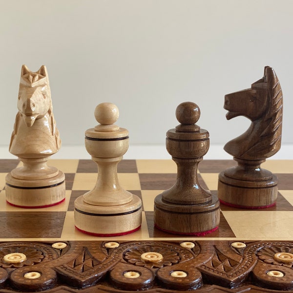 Wooden chess pieces, Wooden chess set, Chess Set Wood carving chess pieces, Chess pieces set, Handmade wooden chess set
