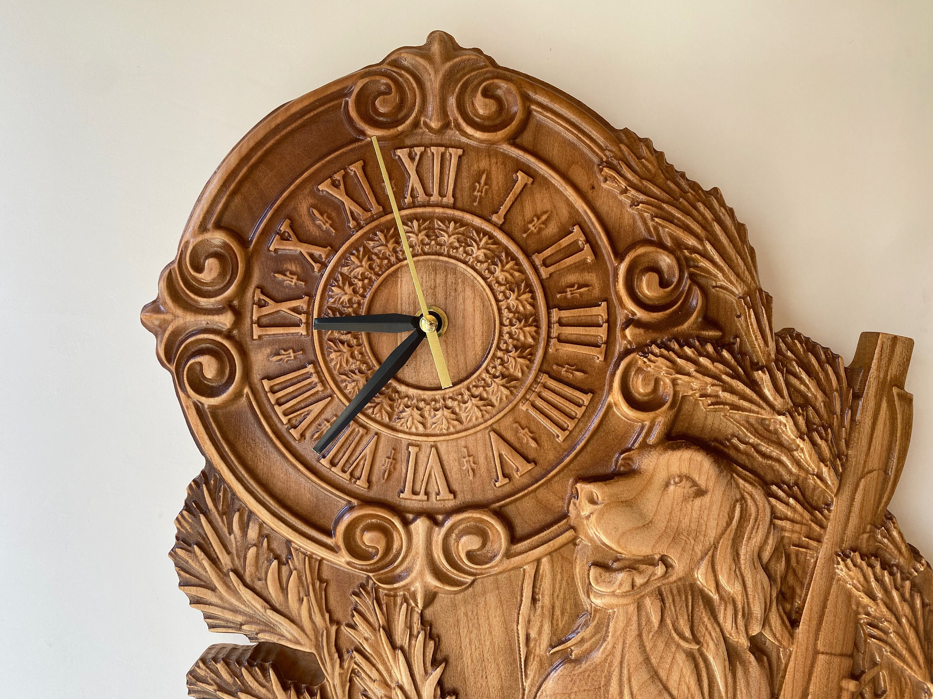 Wooden Clock Hanging Wall Clock Wall Hanging Rustic Clock Etsy