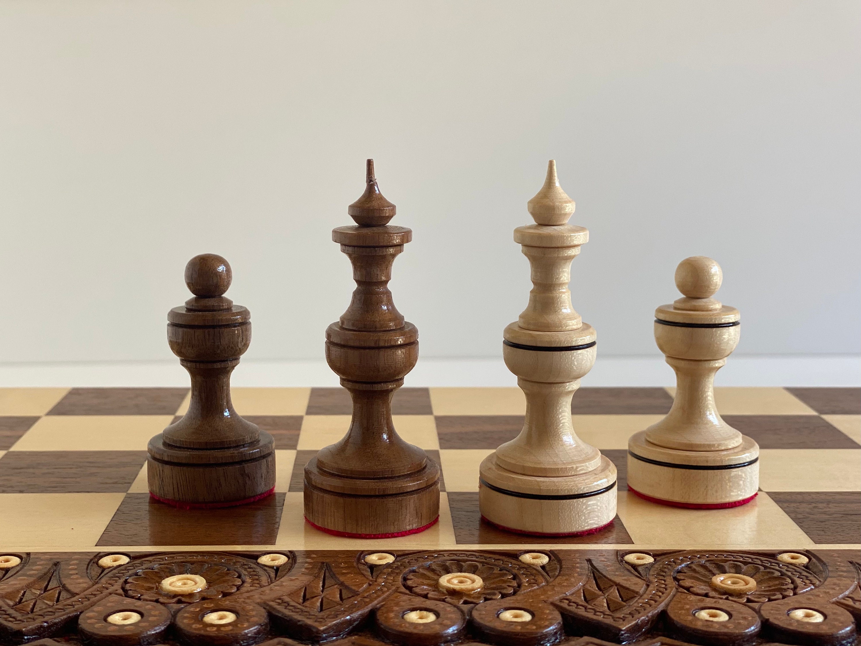 Wooden Chess Pieces Wooden Chess Set Chess Set Wood Carving Etsy