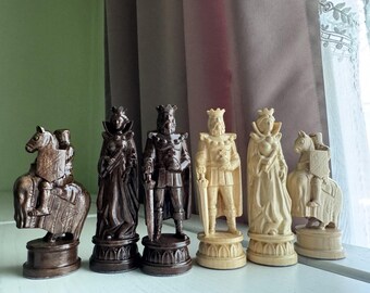 中世の騎士の木彫りチェス駒セット - Etsy 日本