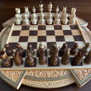 Chess Wooden chess game Original wooden chess board Chess set with board Chess board