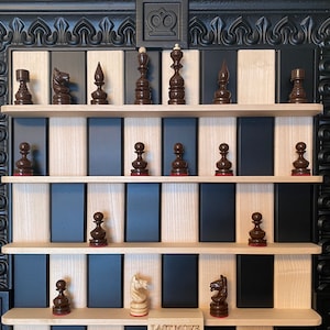 Vertical carved chess set Black chess board with option for chess pieces Wall mounted chess Handmade hanging chess board Demonstration board