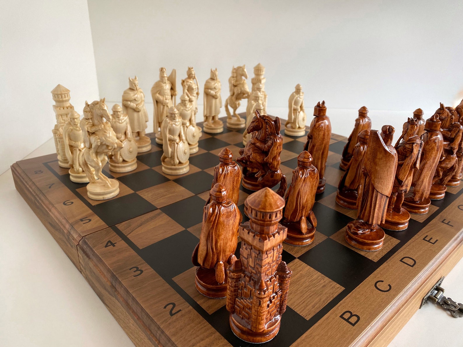 Luxury wooden chess pieces Original chess pieces Wood Etsy