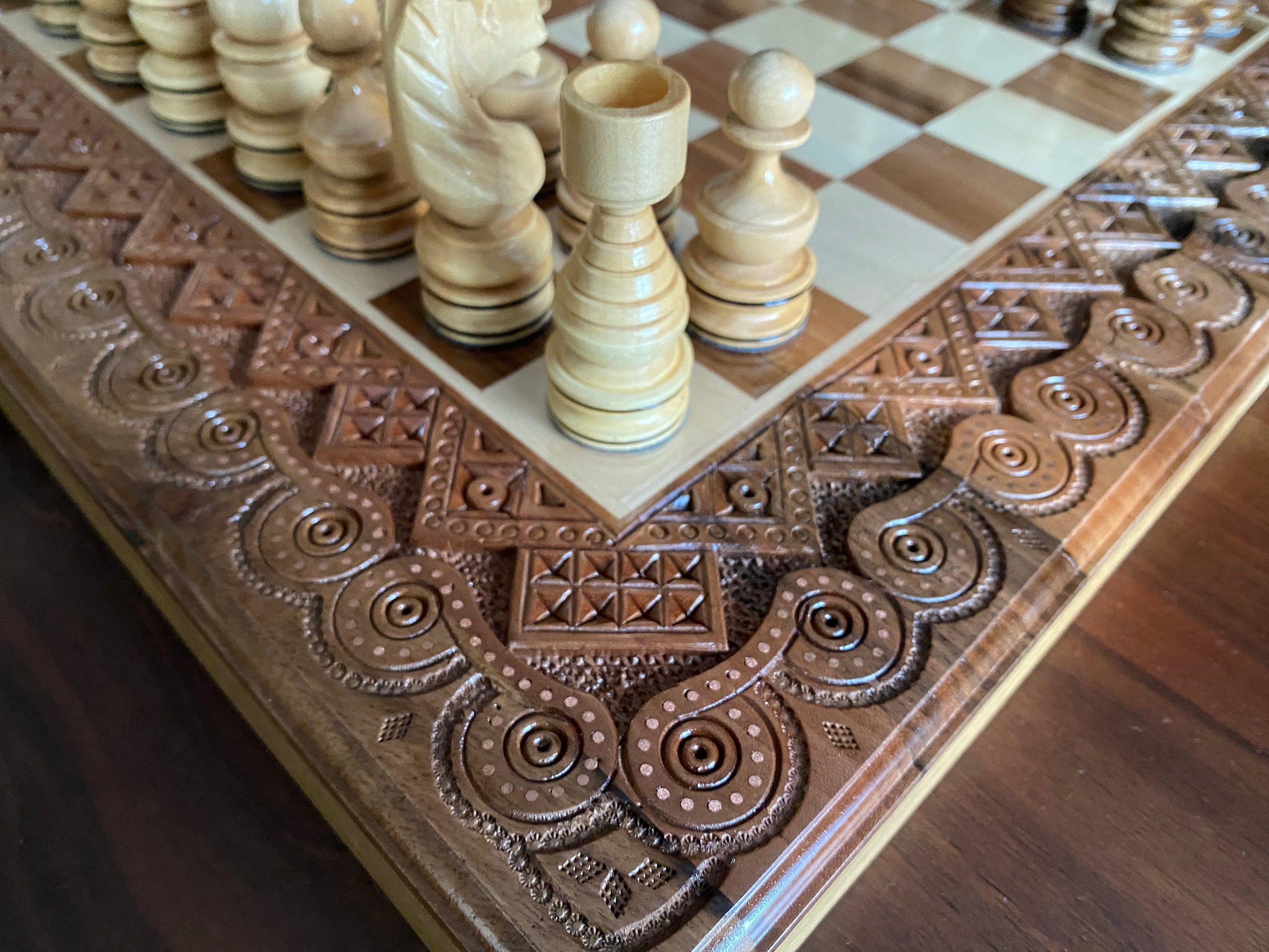 19 Folding Wooden Chess Board - Sycamore & Mahogany – Chess House