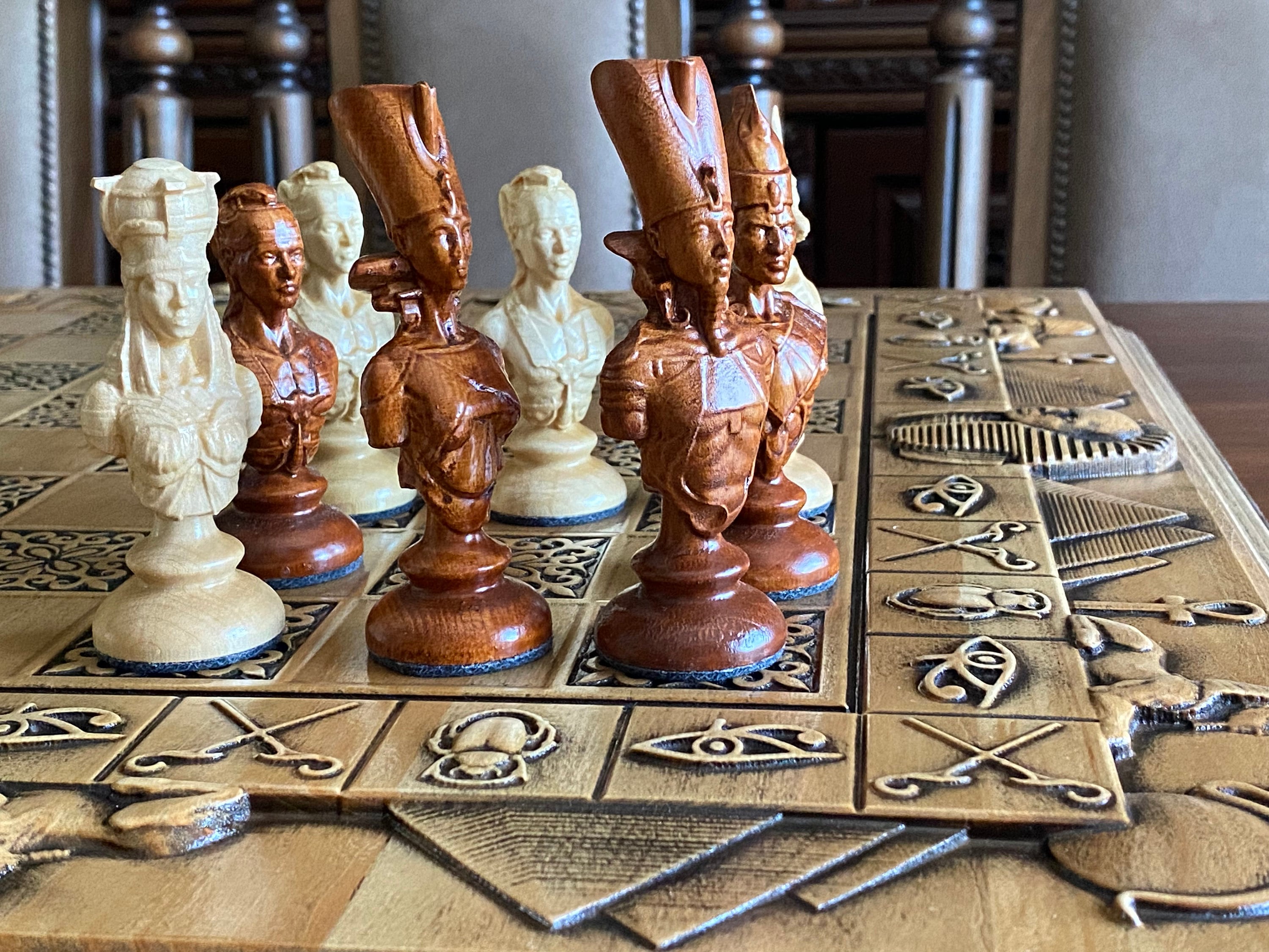 Gold and Silver Egyptian Chess Set – Chess House