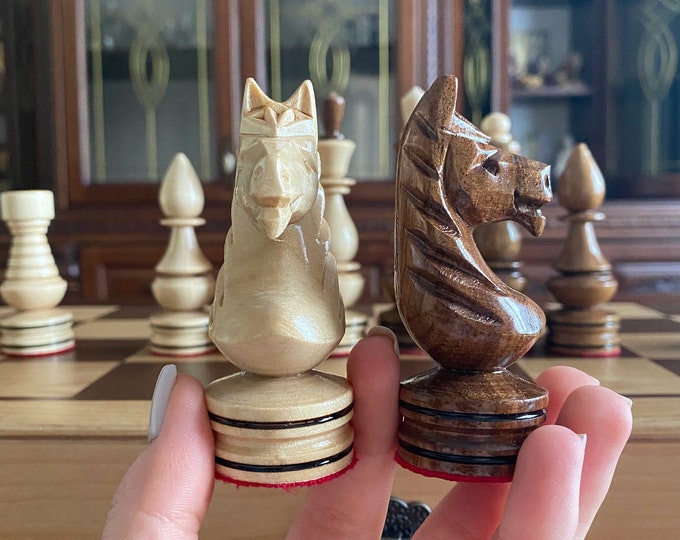 Hand carved Wooden chess pieces, Wooden chess set, Chess Set Wood carving chess pieces, Chess pieces set, Handmade wooden chess set