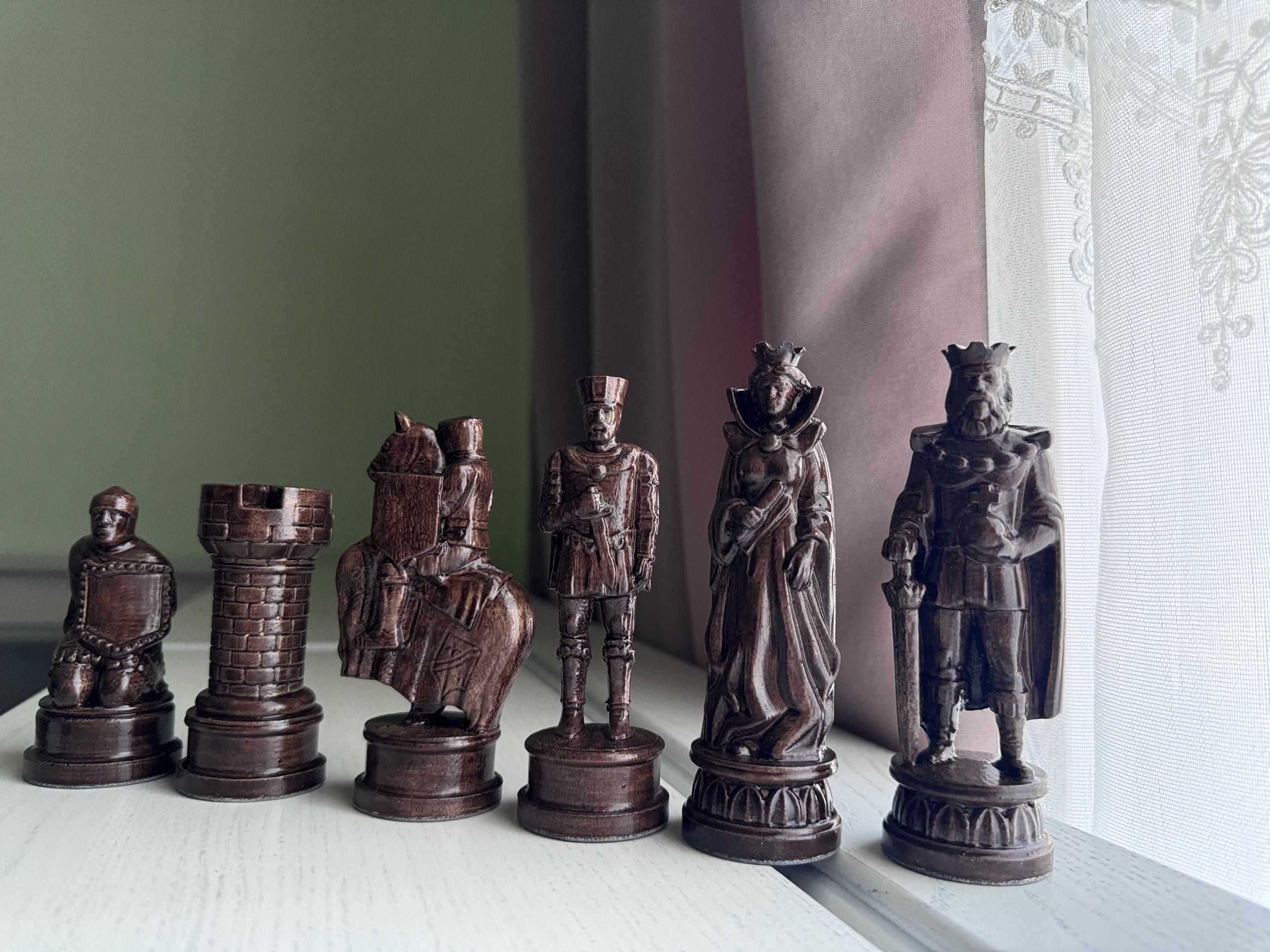 中世の騎士の木彫りチェス駒セット - Etsy 日本