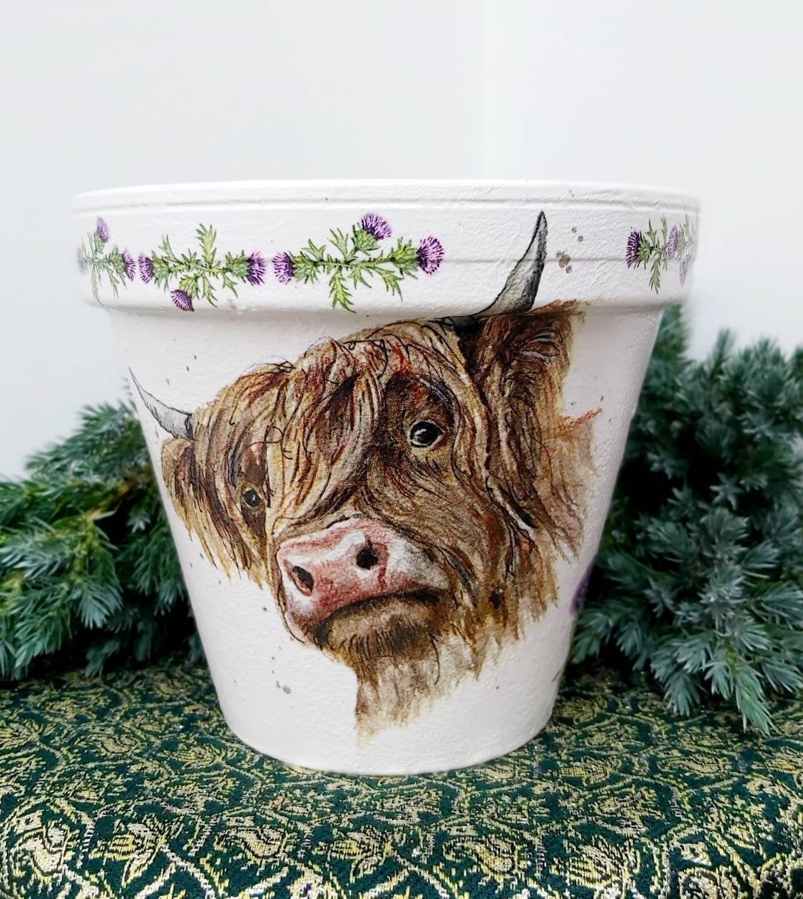 Highland Cow Plant Pot 17cm 15cm Large Terracotta Planter Etsy UK