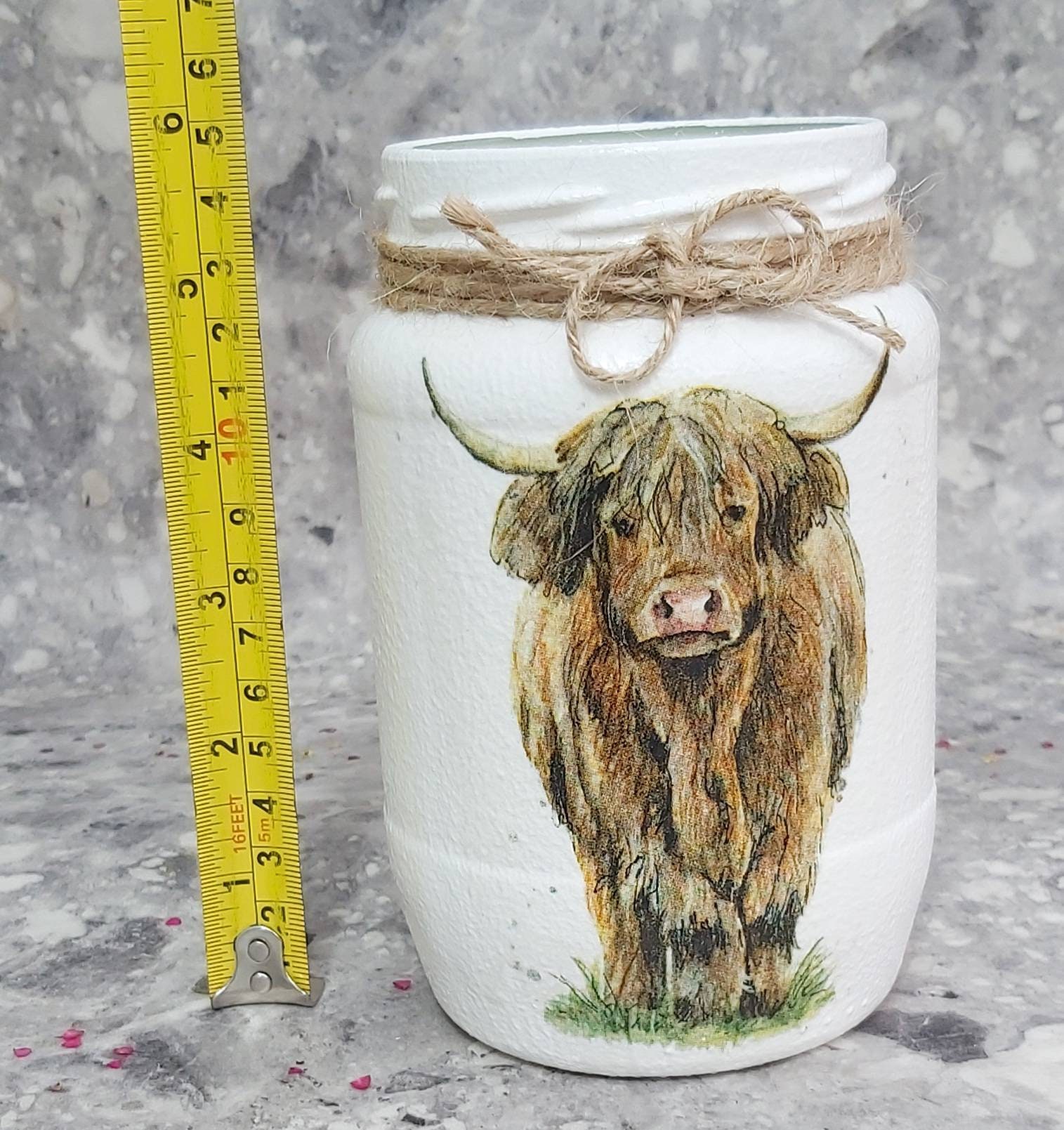 Highland Cow Jar Hand Decorated Decoupaged Storage Jar Etsy UK