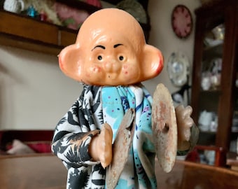 Vintage Cymbal Monkey Spielzeugfigur, Kunststoff und Textil, 1960er Jahre