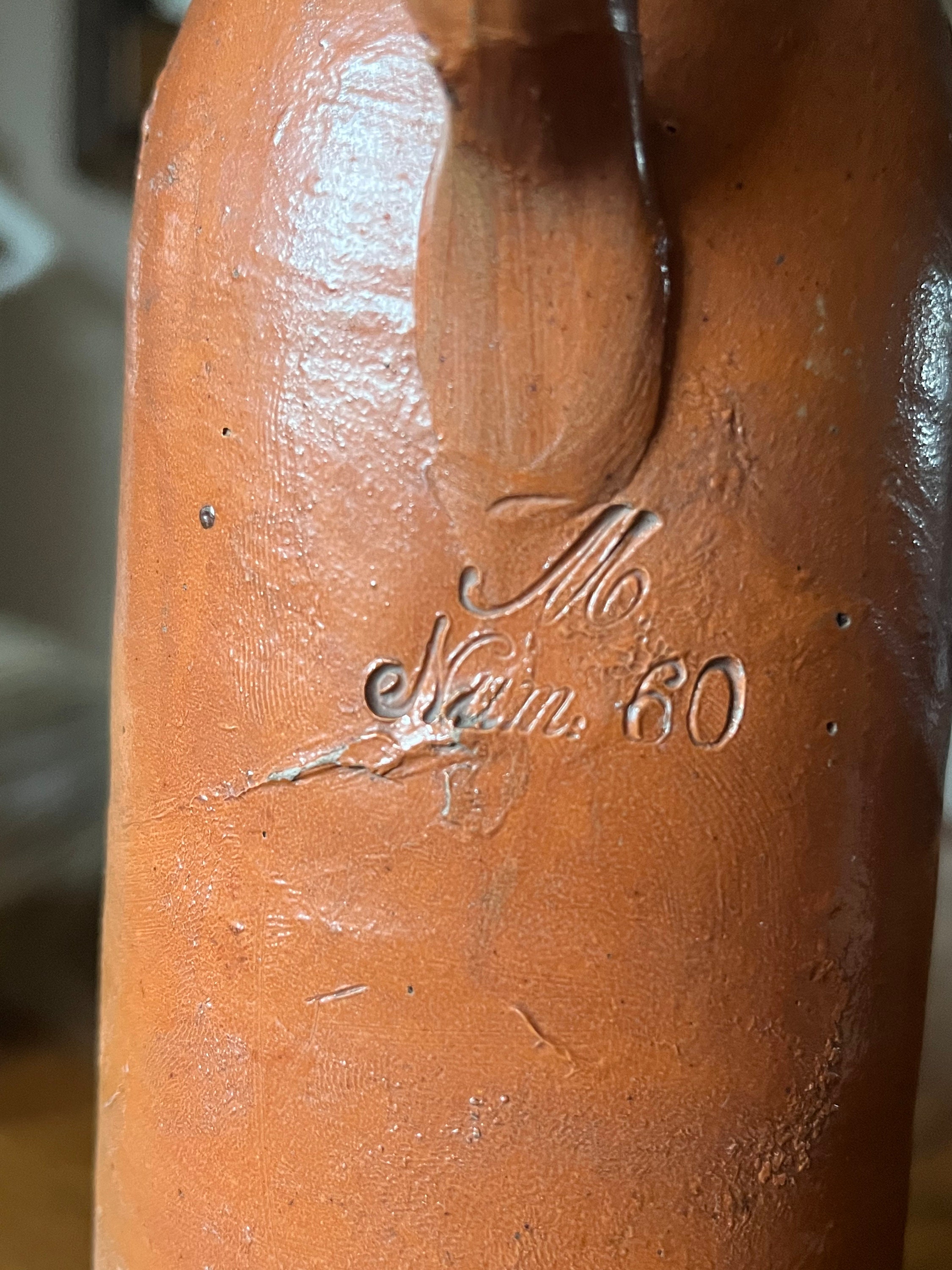 Antique Herzogthum Nassau Mineral Water Bottle, Earthenware Flask