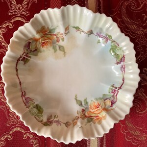 Antique Vintage Rare Art Nouveau Delicate Little Compote Bowl Moritz Zdekauer MZ Austro-Hungarian origin, decorated with Yellow Roses, 1910