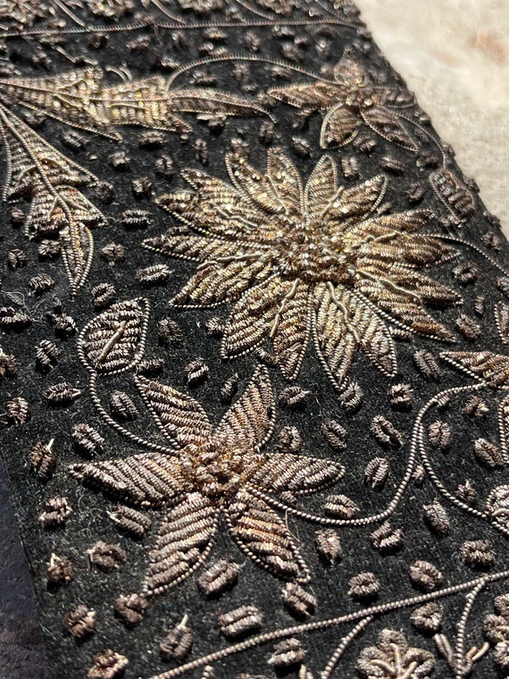 Antique clutch/ evening bag made of black velvet,… - image 10