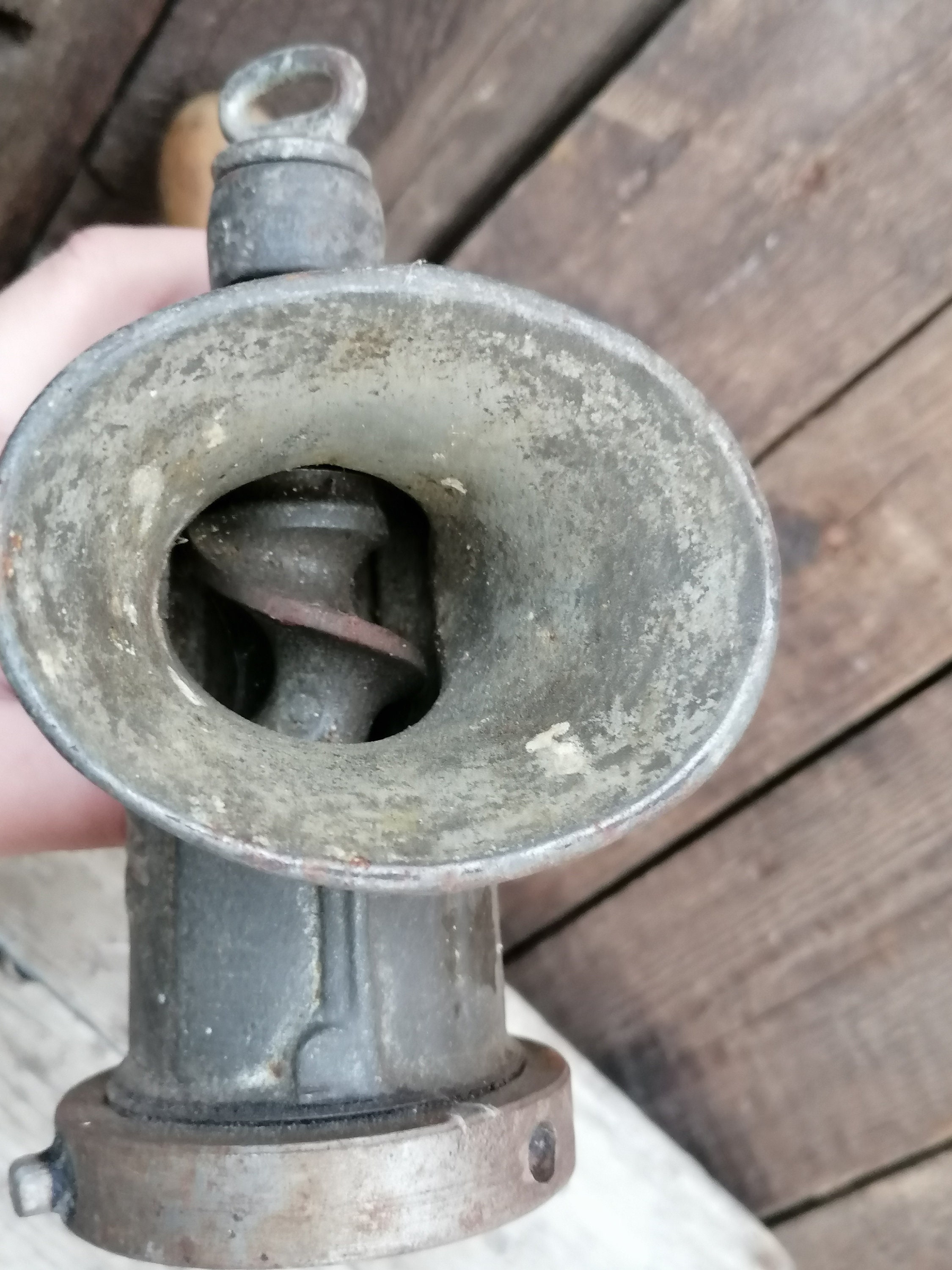 Antique Vintage Meat Grinder, a Heavy Cast Iron Item, Marked Moravia