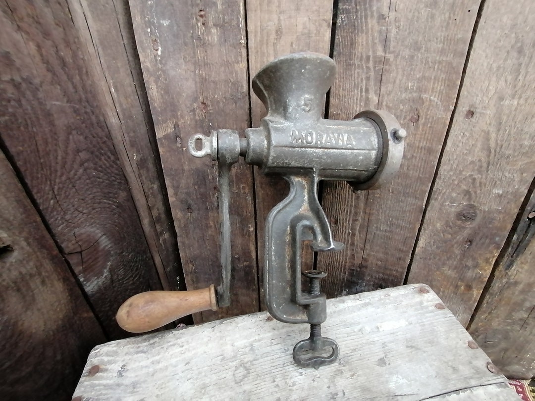 Antique Vintage Meat Grinder, a Heavy Cast Iron Item, Marked Moravia
