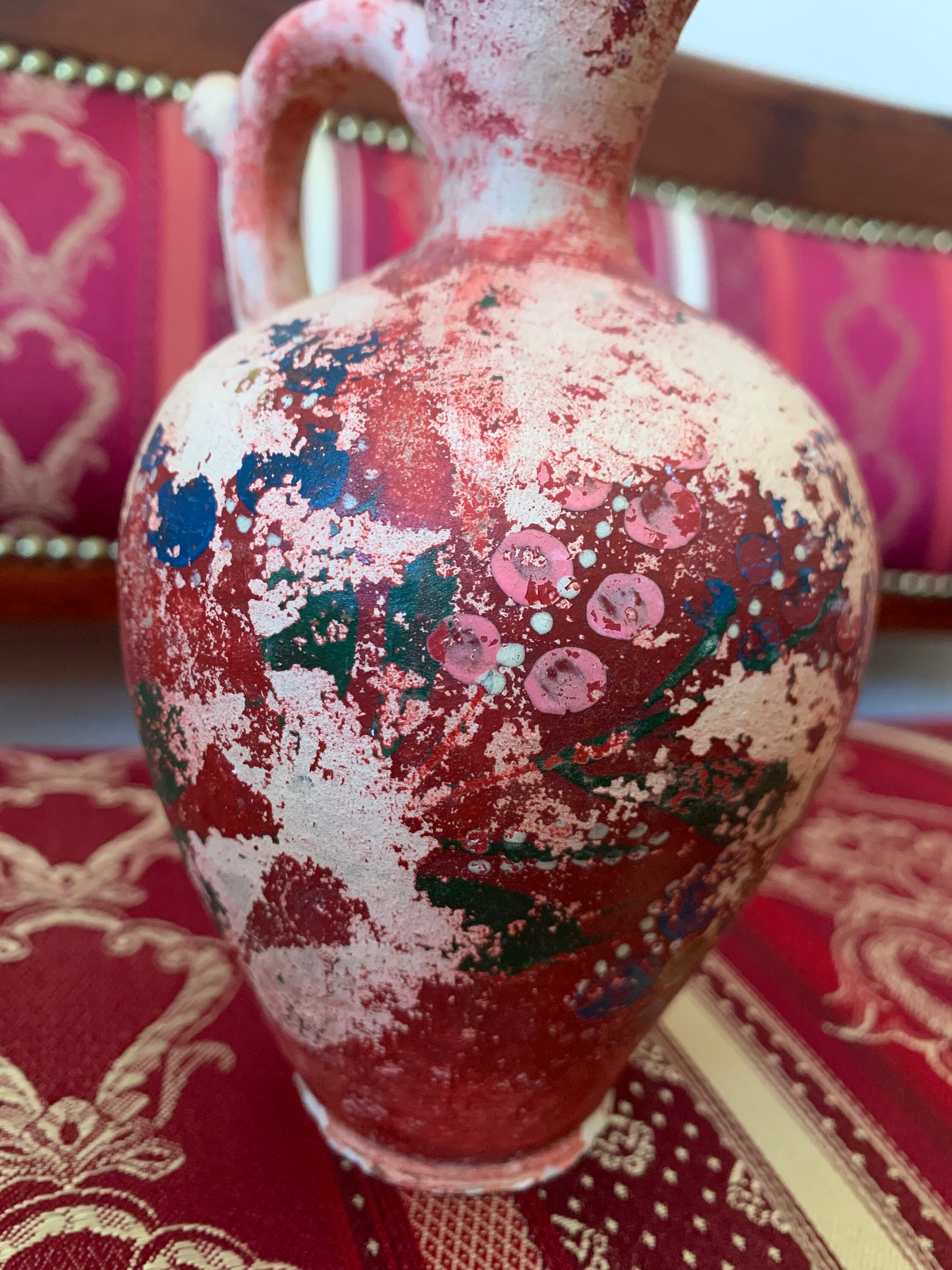 Antique Vintage Hungarian Unglazed Folk Pottery Ceramic Drinking Water