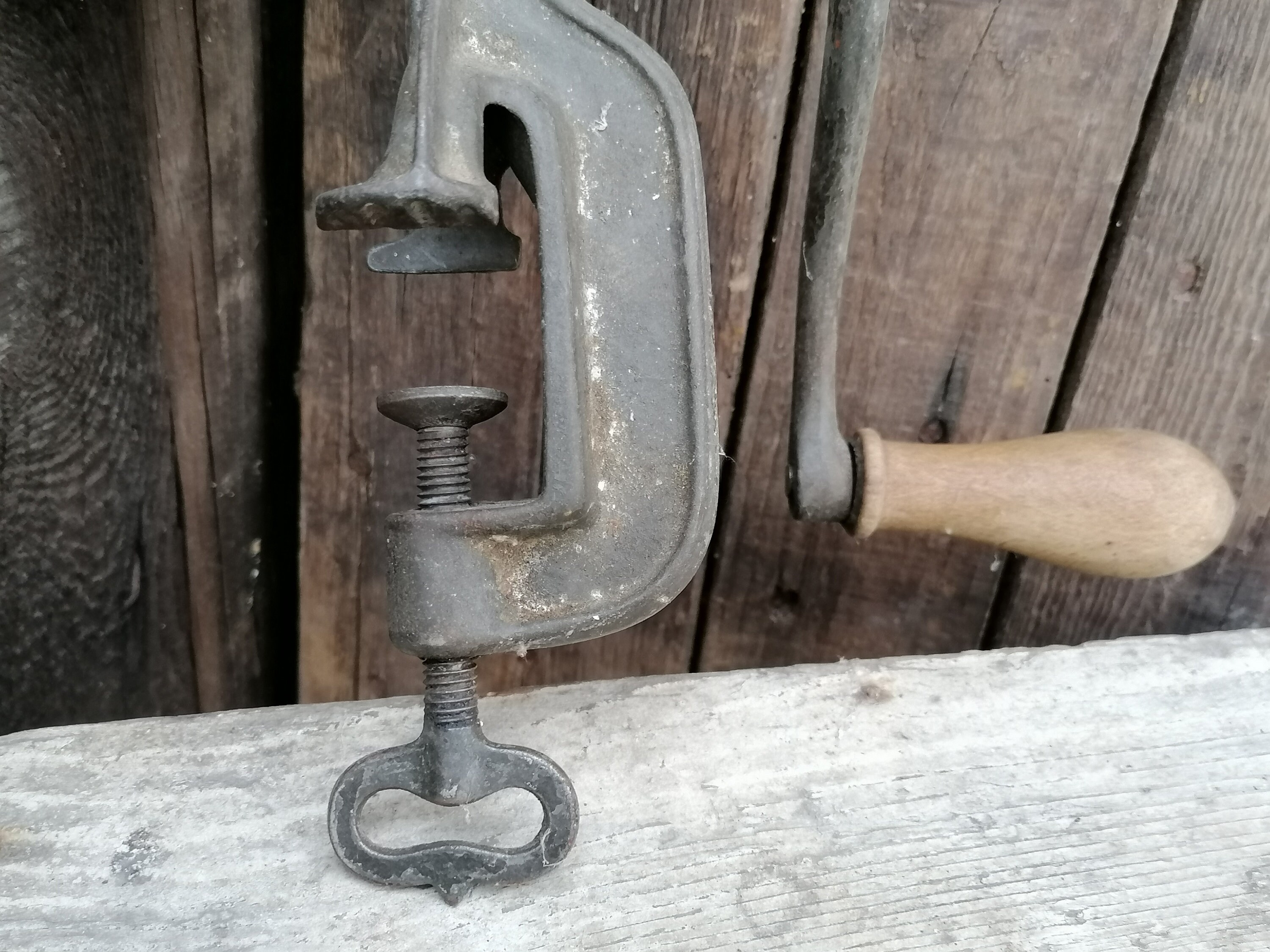 Antique Vintage Meat Grinder, a Heavy Cast Iron Item, Marked Moravia