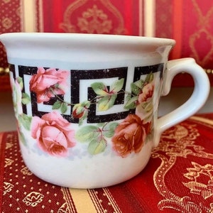 Antique Vintage Huge Mug Cup Can, Massive Porcelain decorated with Roses, 19th century, collectors item