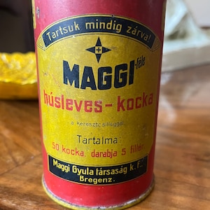 RARE! Antique Maggi soup cube tin can, in beautiful condition for its age, manufactured around 1910, Hungarian, collector piece!