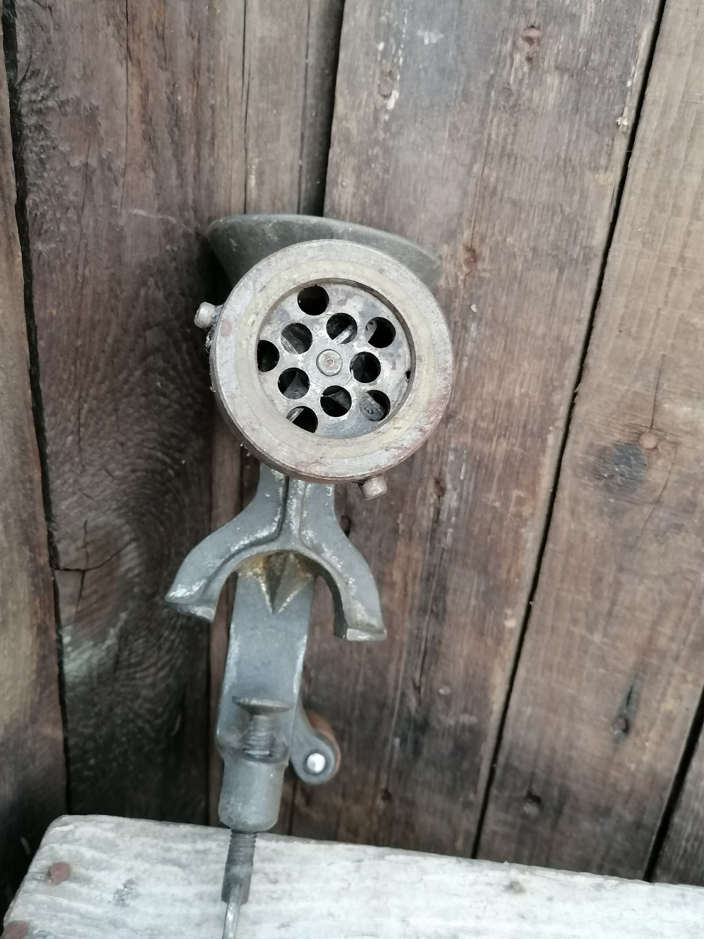 Antique Vintage Meat Grinder, a Heavy Cast Iron Item, Marked Moravia