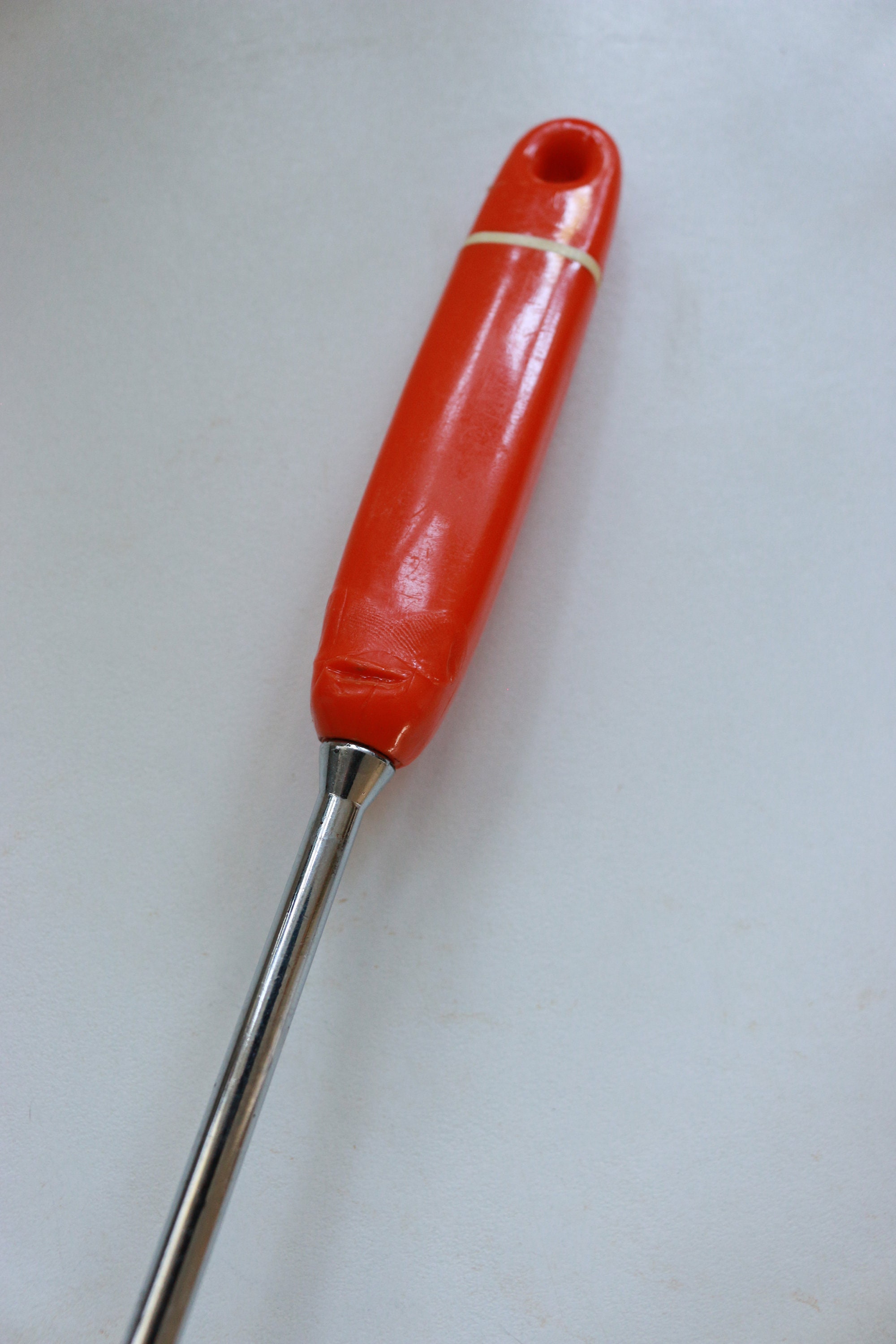 Vintage slotted serving spoon Plastic orange handle metal Etsy