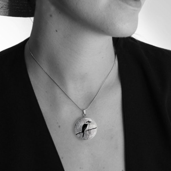 Kookaburra large Necklace, Australian Animal Necklace, Personalised Necklace, Aussie Necklace, Custom Made, Gold, Silver, Copper, MFY150
