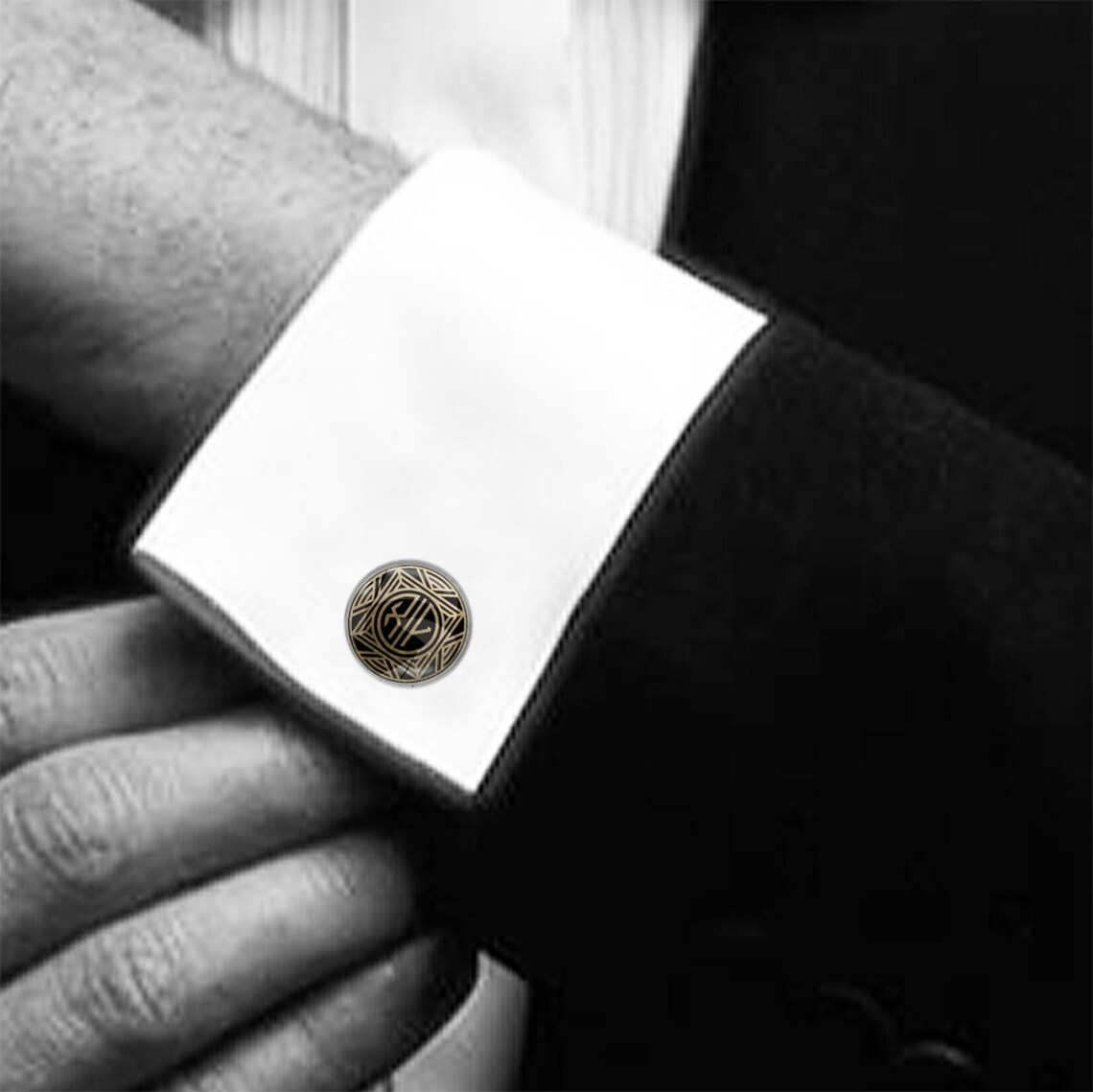 2 Initials Cufflinks Monogrammed Cufflinks Art Deco Gatsby Etsy