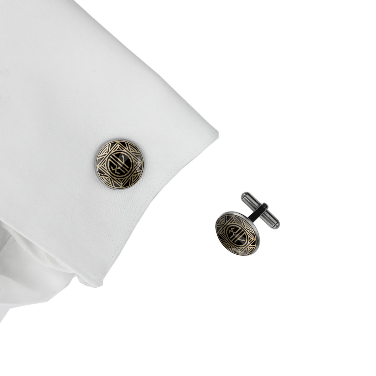 2 Initials Cufflinks Monogrammed Cufflinks Art Deco Gatsby Etsy