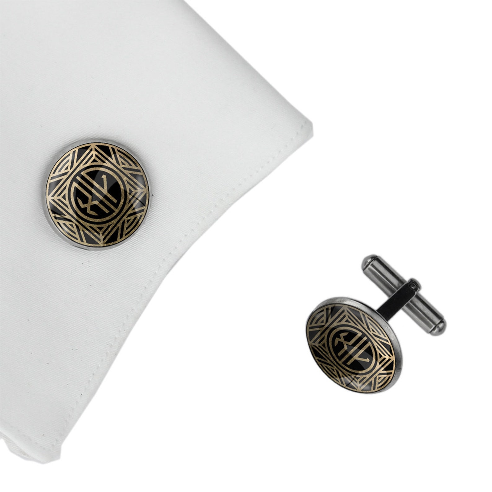 2 Initials Cufflinks Monogrammed Cufflinks Art Deco Gatsby Etsy