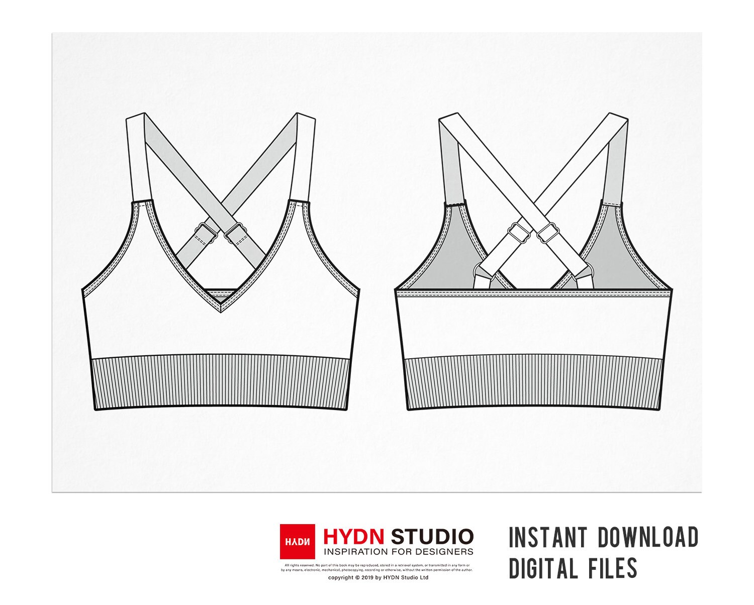 Seamless Sports Bra Flat Sketch 2style Fashion Flats Etsy