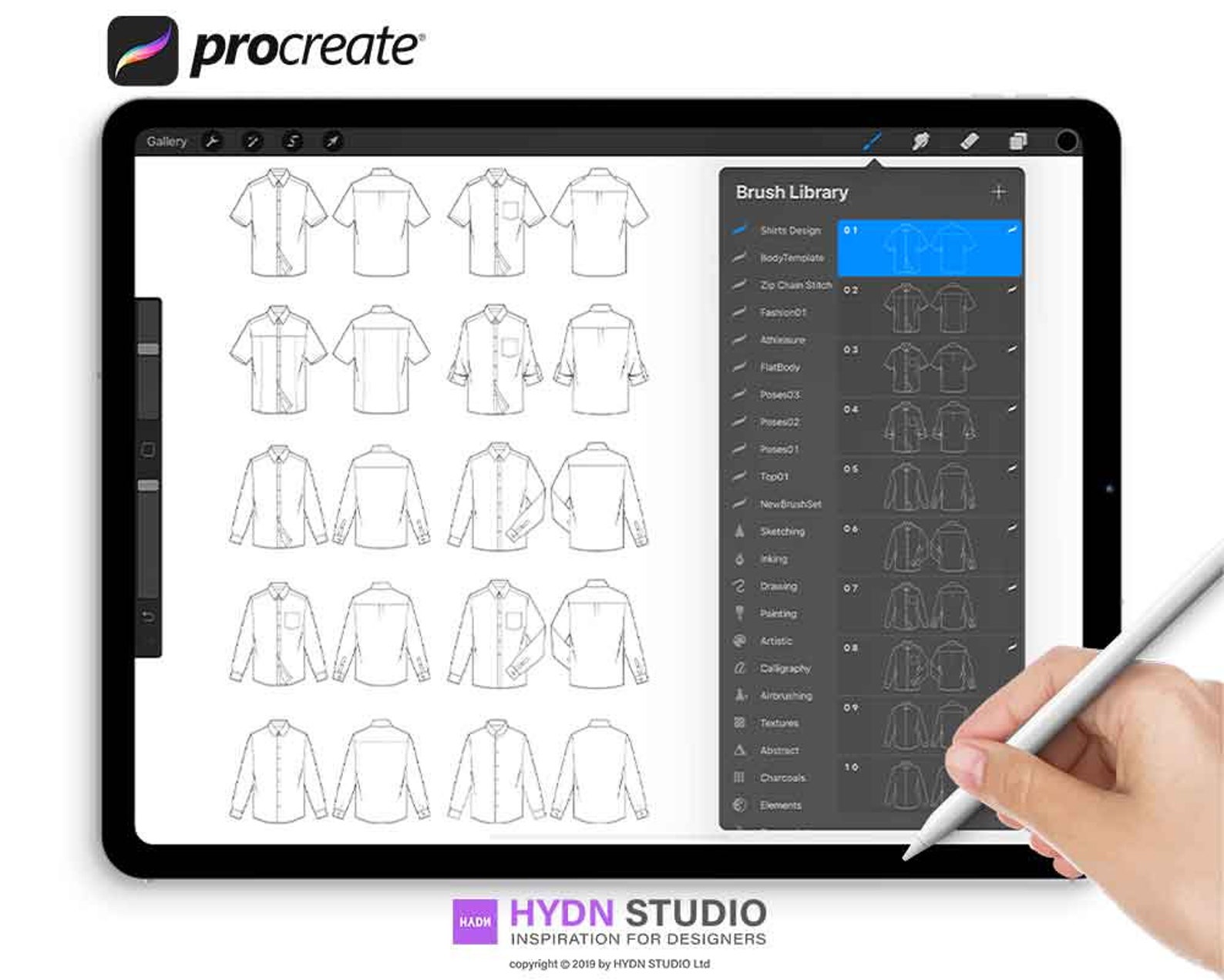 Shirts Design Set Procreate Stamp Brushes for Fashion Design Etsy