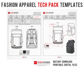 Fashion Tech Pack Template, Excel Tech Pack, Garment Specification Sheet, Apparel Development Template, Fashion CAD Resource
