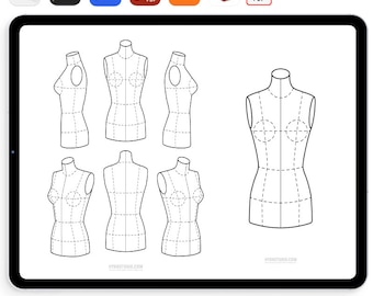 Women's Fashion Design Vector Mannequin Template | A4 Printable High-Resolution