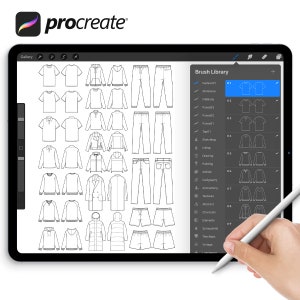 Fashion Flat Sketch Set 01 - Procreate Stamp Brushes for Fashion Design