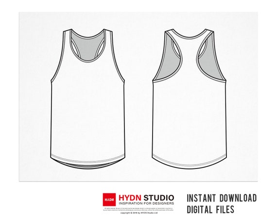 Sports Tank Top Flat Sketch 2style, Fashion Flats, Fashion Design Template,  Fashion Print, Dawing Fashion, Teck Pack 