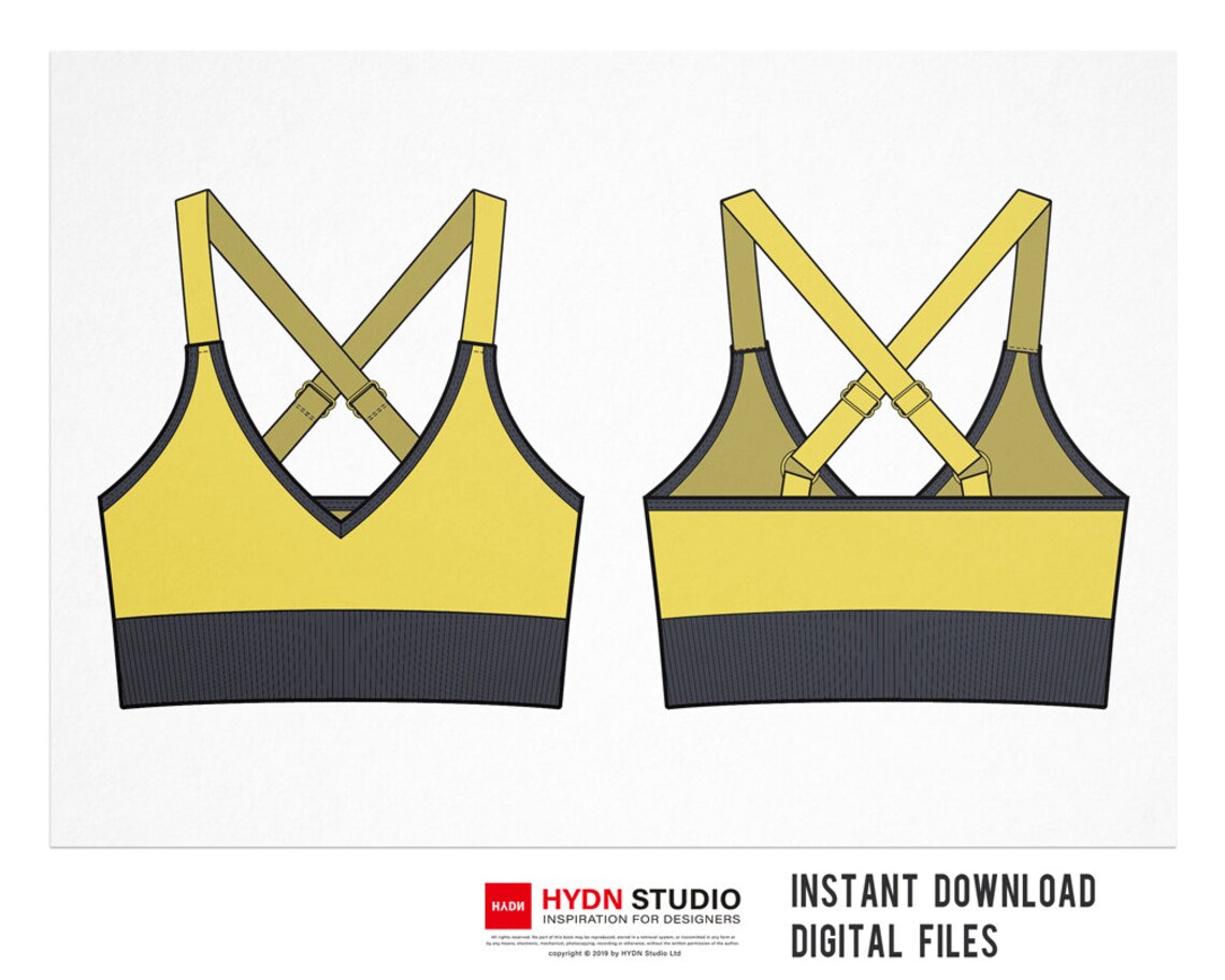 Seamless Sports Bra Flat Sketch 2style Fashion Flats Etsy