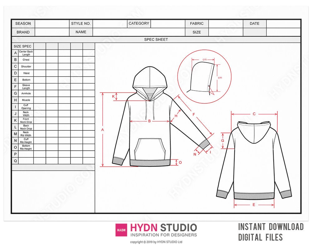 Hoodie Tech Pack Template